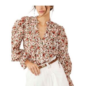 Free People Meant To Be Floral Cotton Blouse